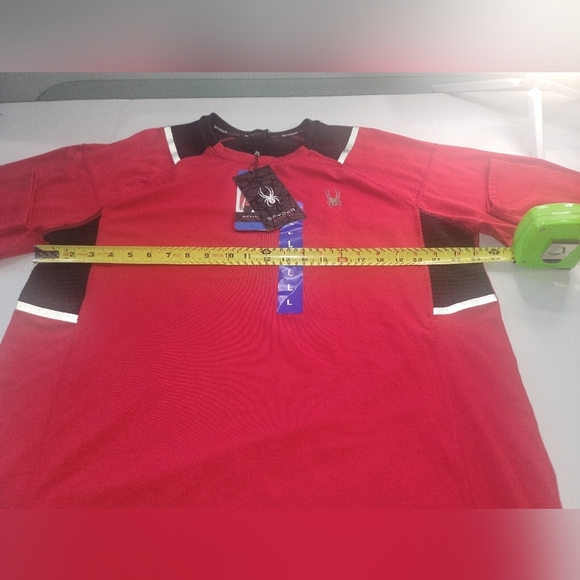 NWT Spyder Active Sports Workout Men’s Size L Long Sleeve Shirt Red Reflective - Picture 4 of 12